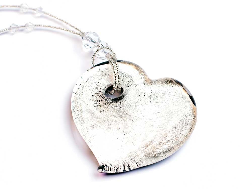 Glaciale - Large, heart shaped Murano Glass pendant